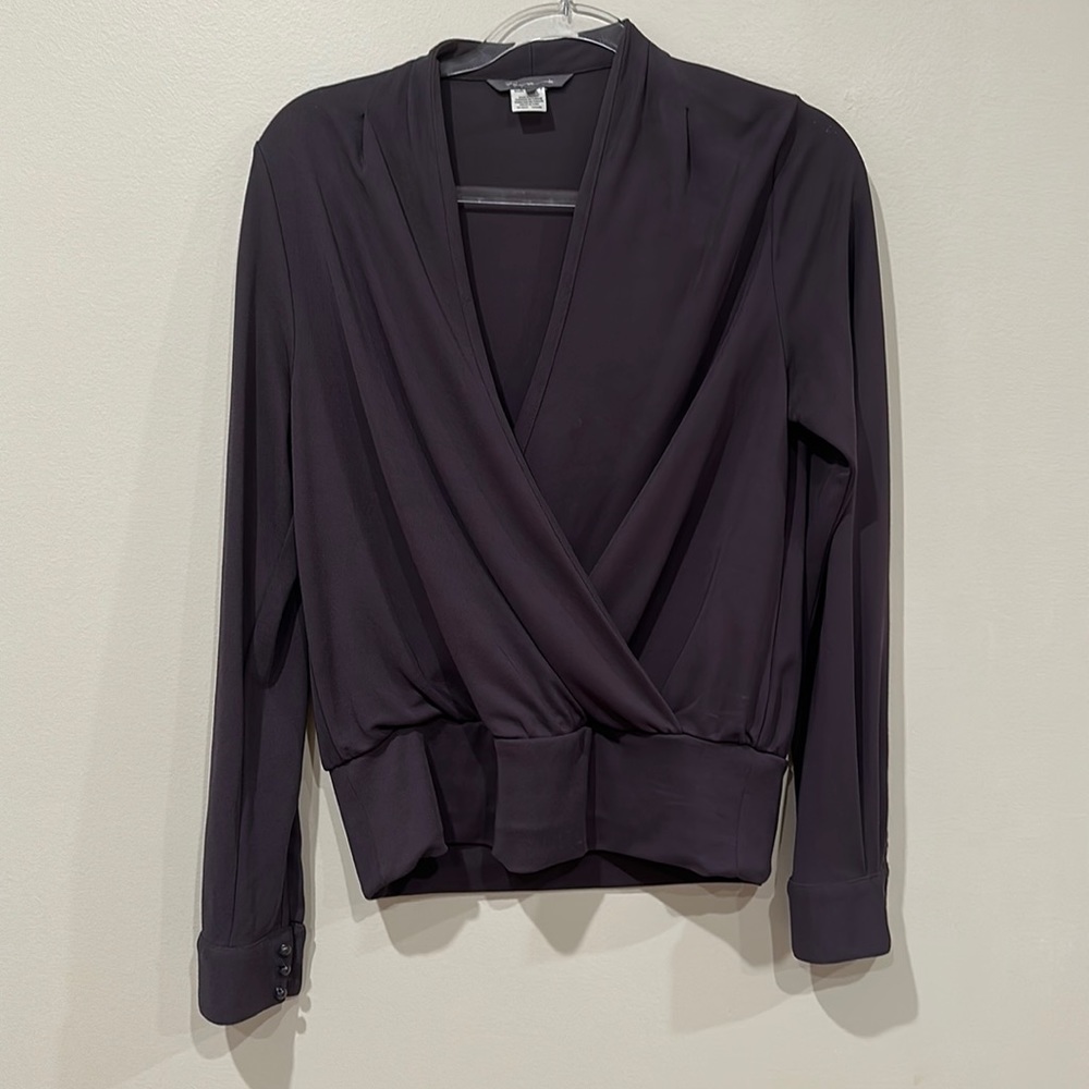 Pippa Faux Wrap Drape Top in Shark Grey